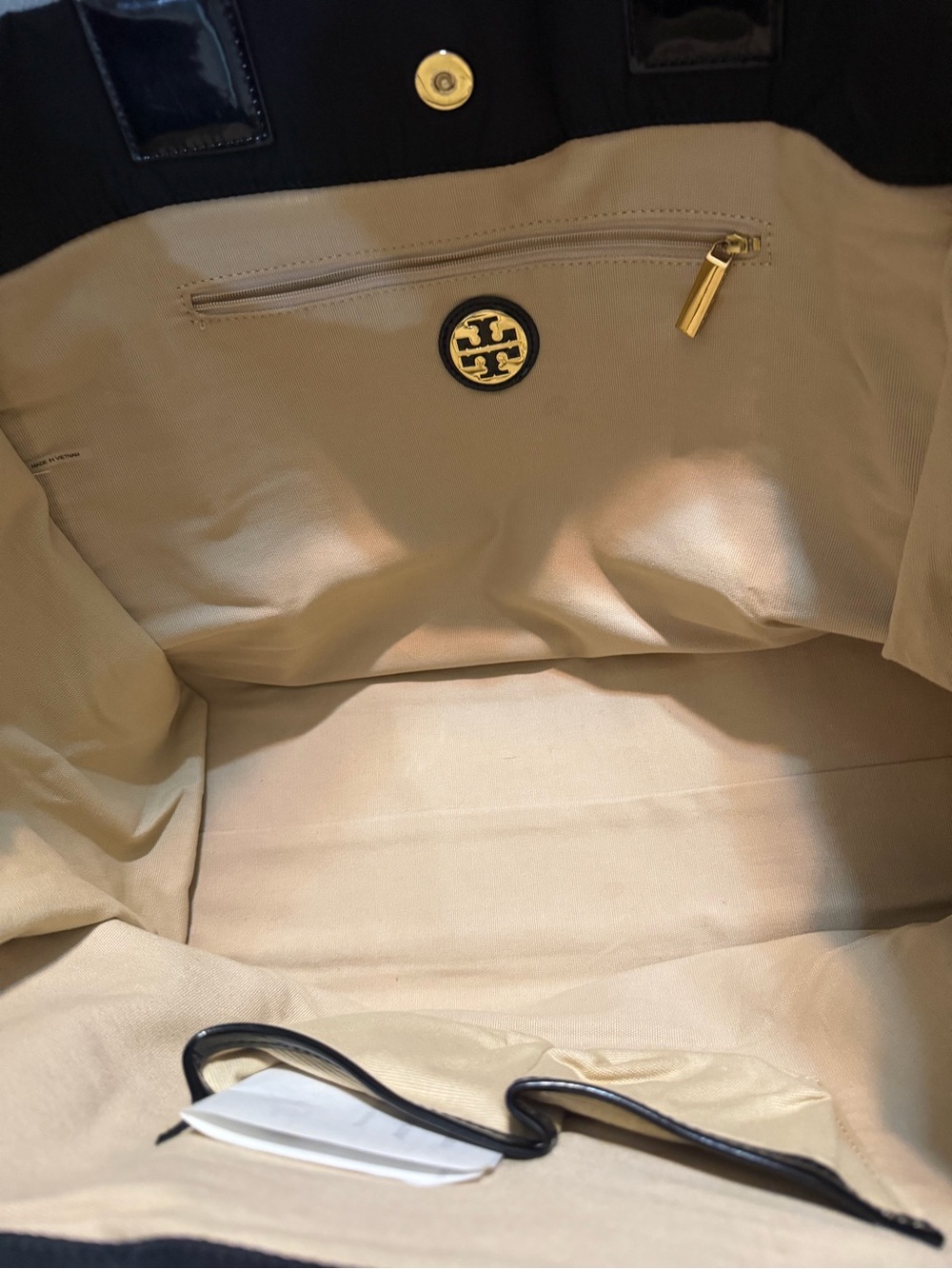 Tory Burch Ella Black Large Nylon Tote Bag Handbag Shoulder Bag Laptop Travel - Picture 5 of 7